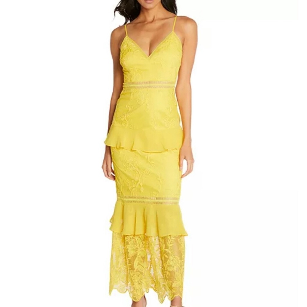 Elegant Yellow Lace Dress